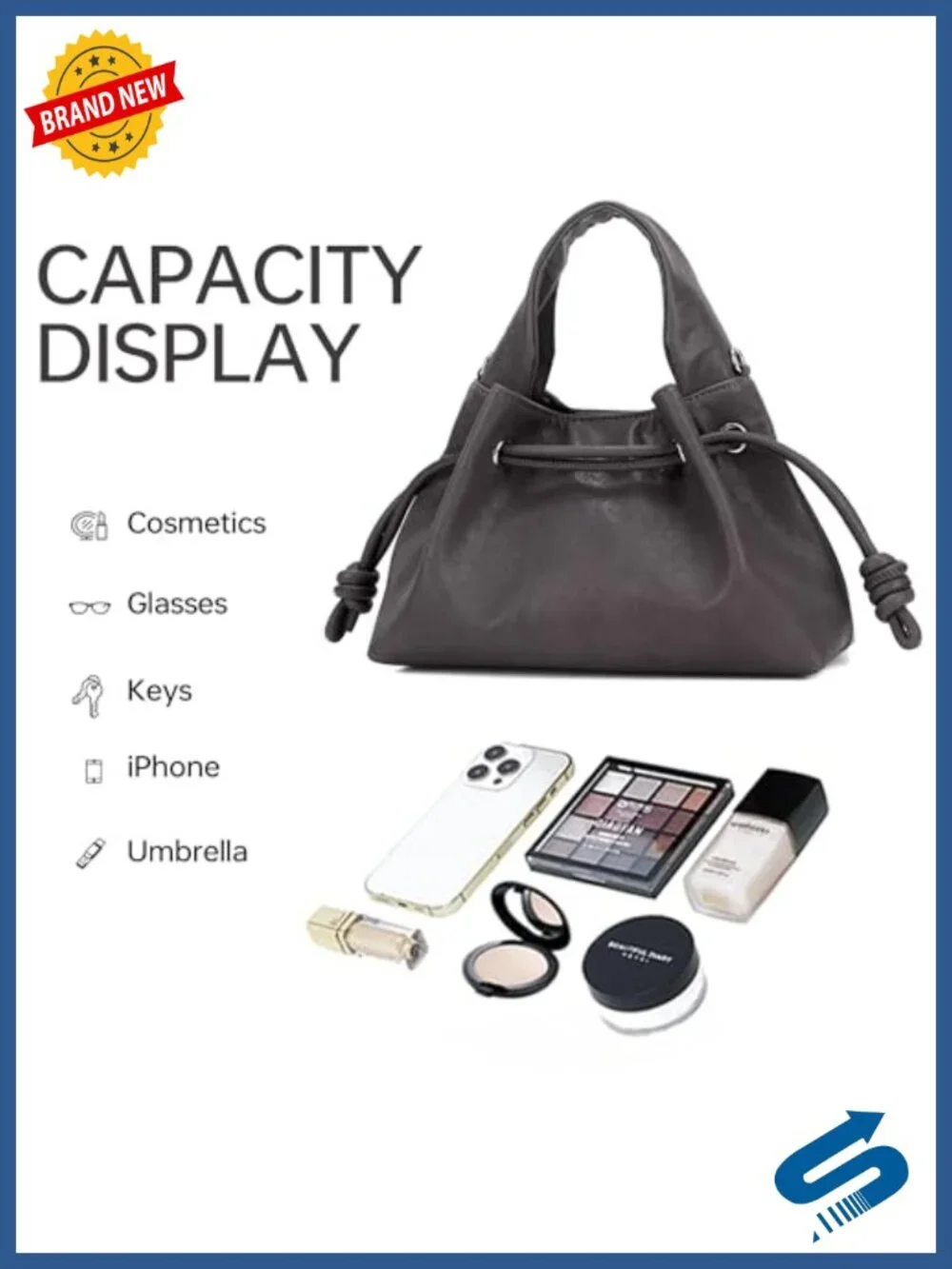 Vegan Leather Ruched Cloud Tote Purse Drawstring Crossbody Handbag
